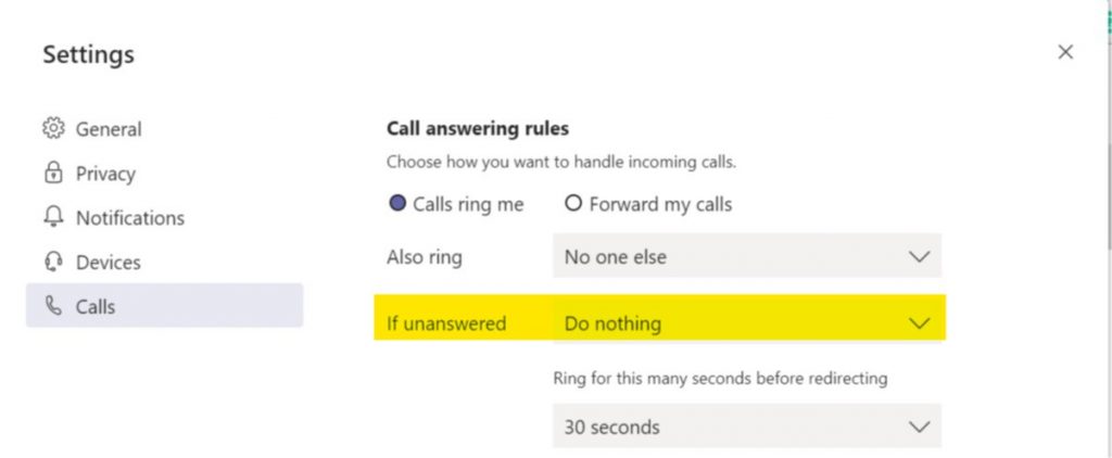 PSTN call settings in Microsoft Teams