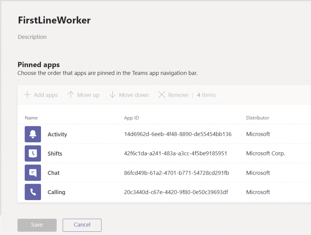 Customize Microsoft Teams app bar - First Line Worker policy