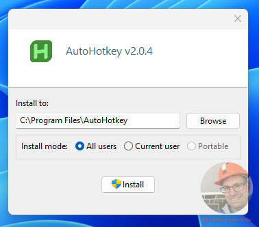 Auto dial with Microsoft Teams - screenshot of AutoHotkey installation wizard